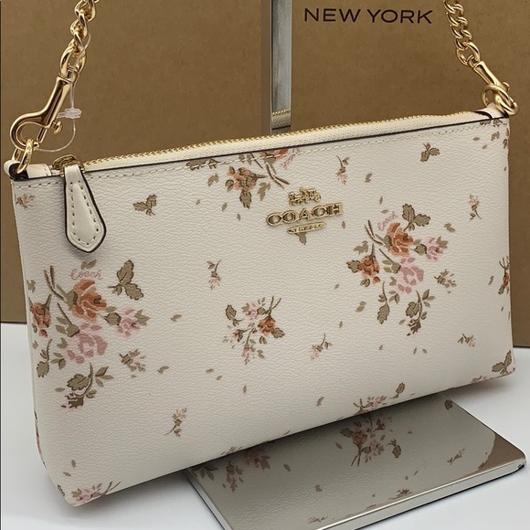 COACH ZIP TOP CROSSBODY WITH ROSE BOUQUET PRINT - Picture 6 of 16